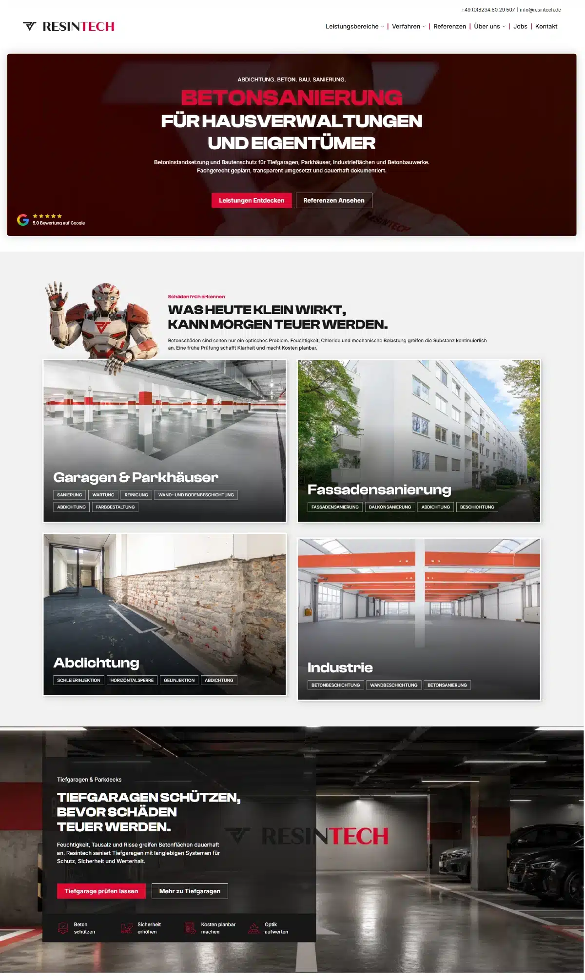 Resintech Startseite Webdesign