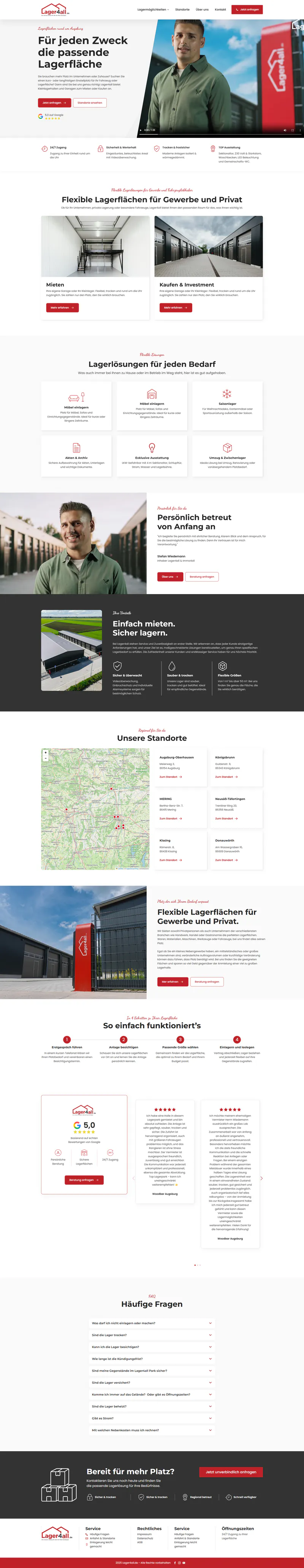 Bildschirmaufnahme der Startseite von Lager4all