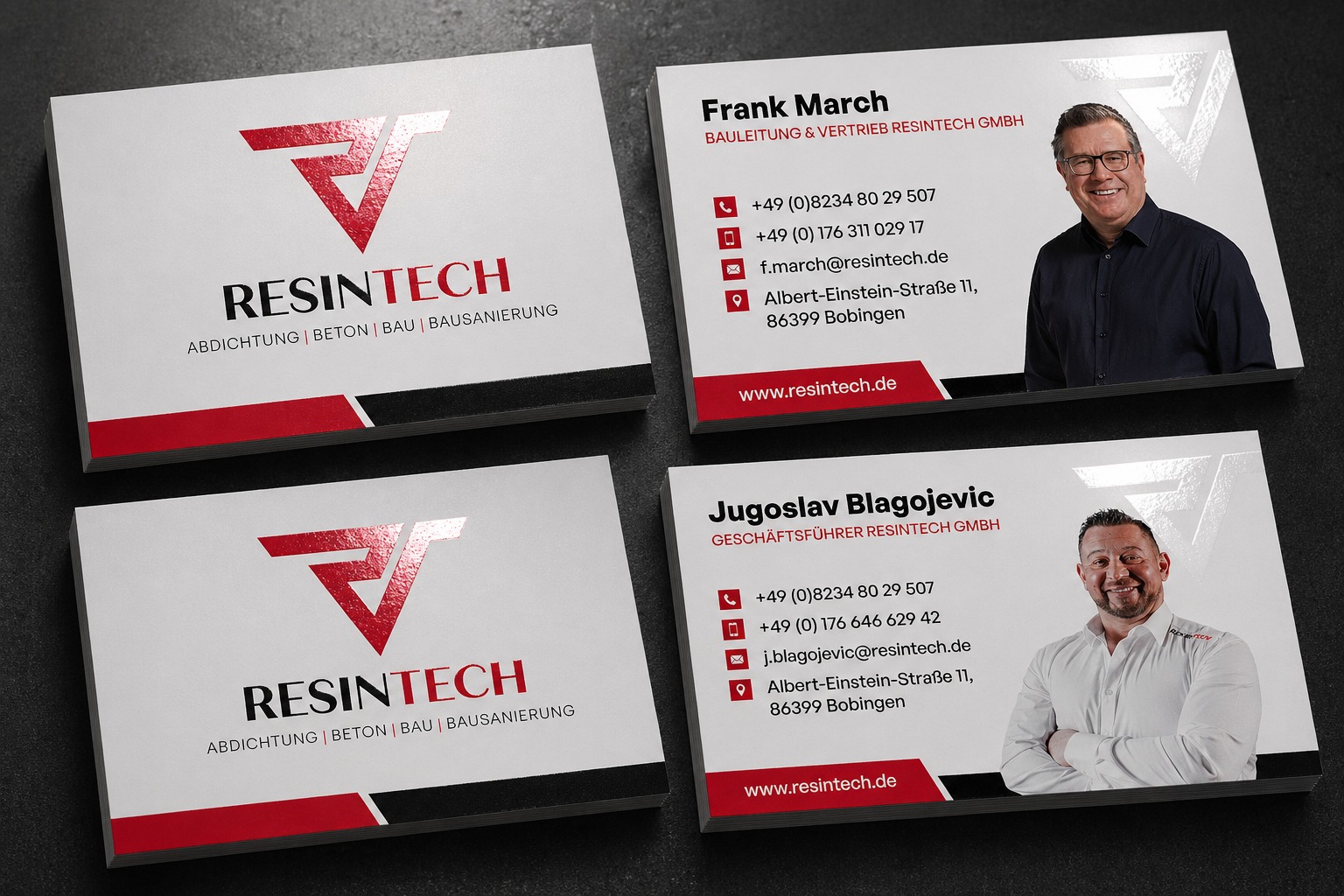 Visitenkarten im Resintech Markendesign