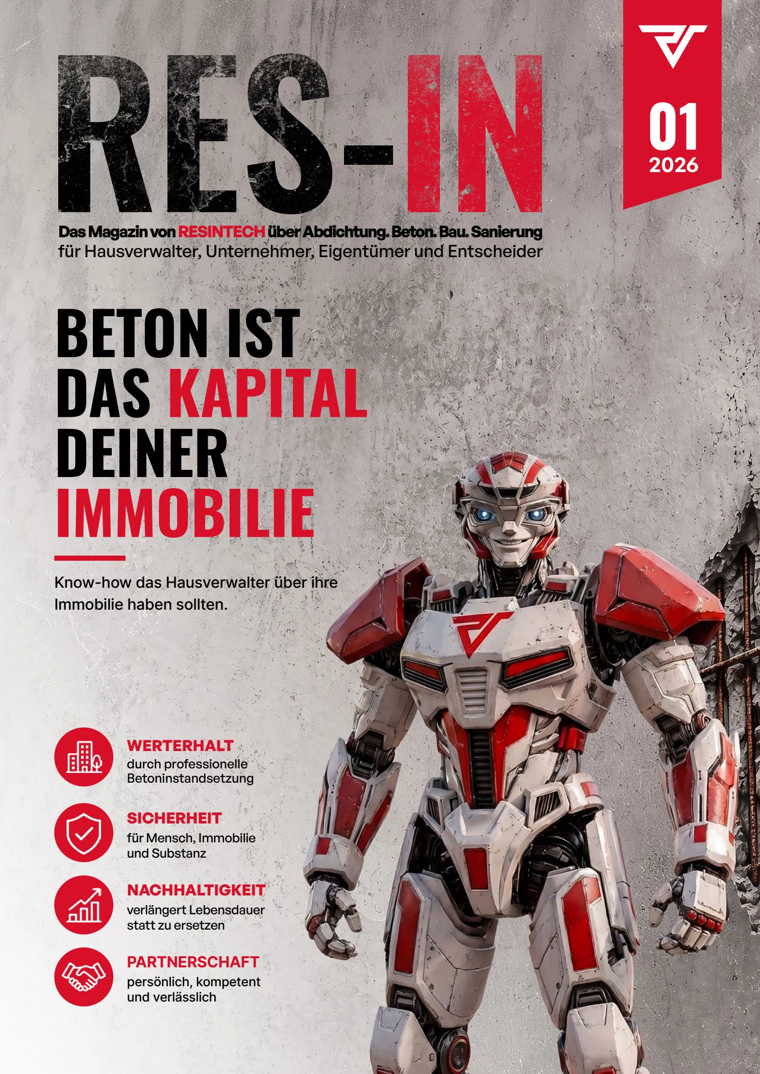 Titelseite des Resintech-Magazins RES-IN, Ausgabe 01/2026